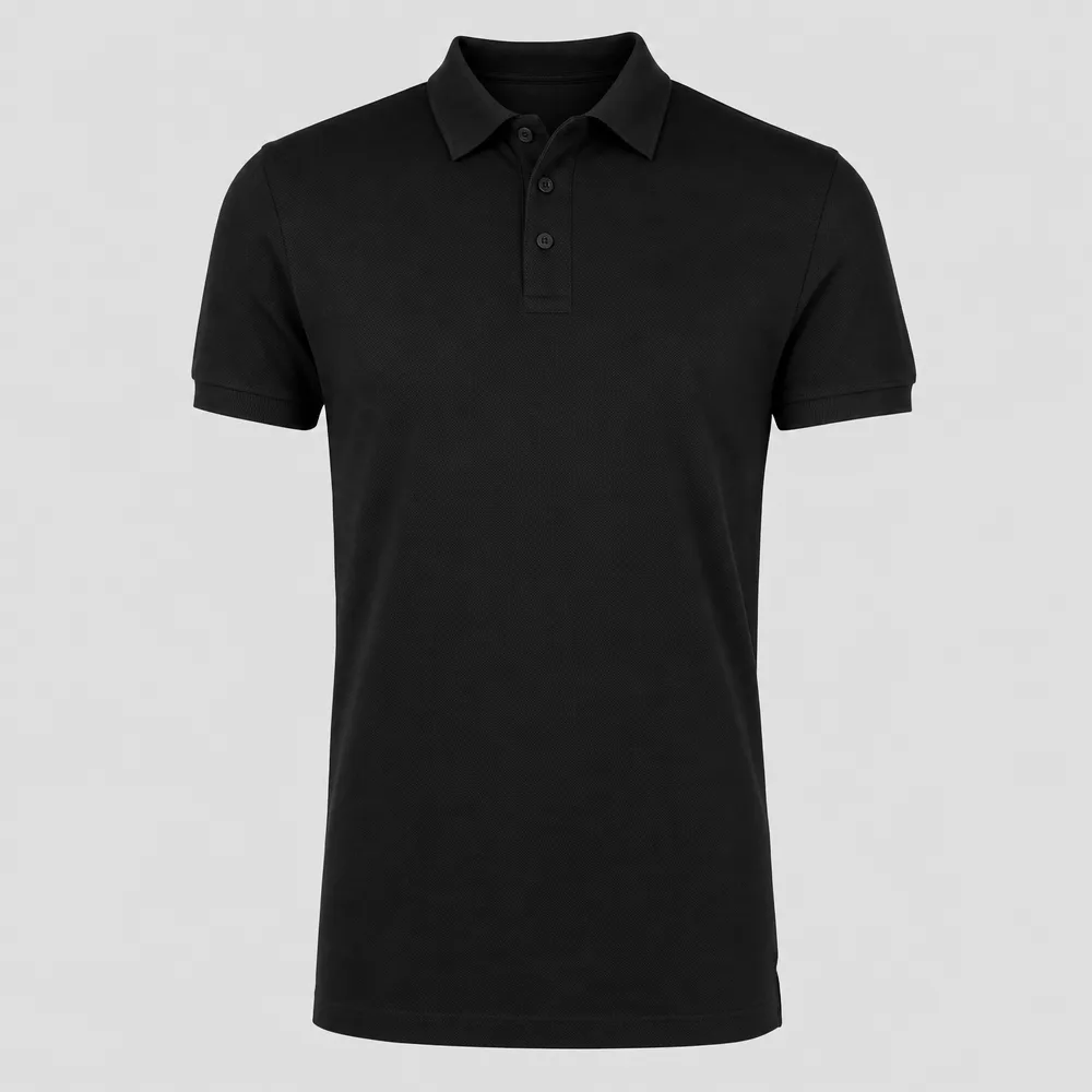Schwarzes figurbetontes Premium-Poloshirt