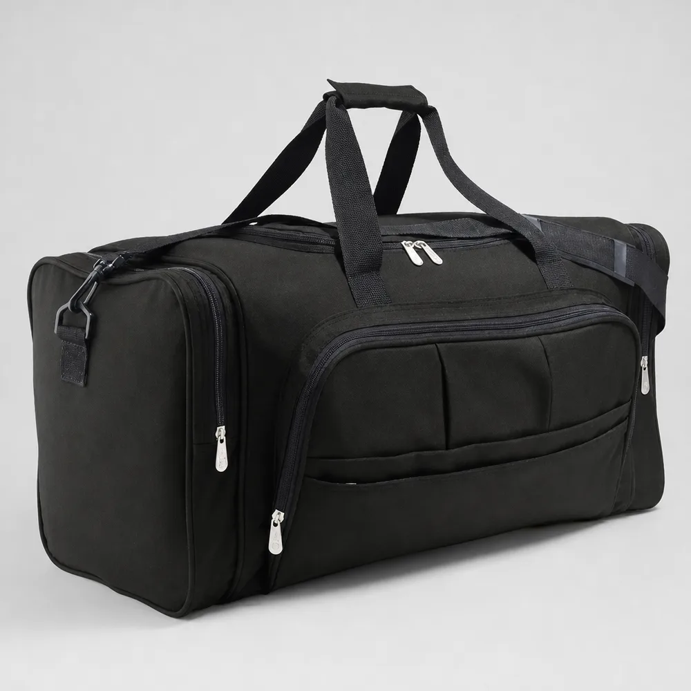 Schwarze Sport- und Reisetasche mit Schultergurt