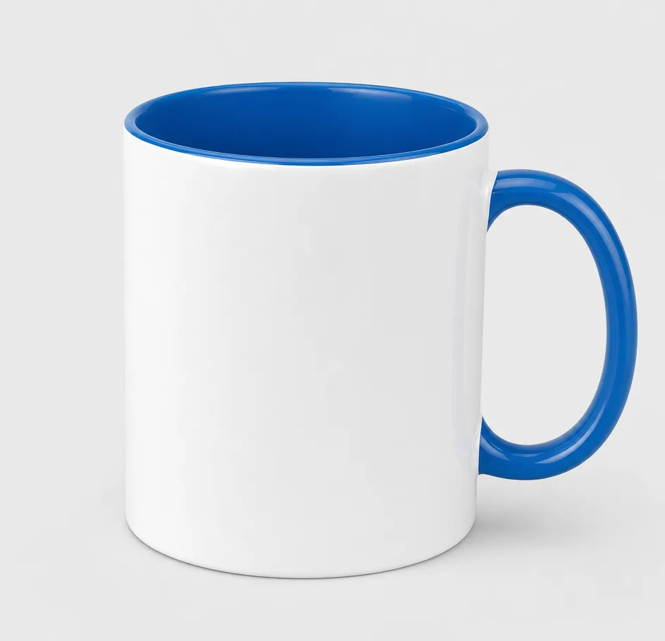 Two-Tone-Keramiktasse: außen weiß, Innenseite und Henkel farbig